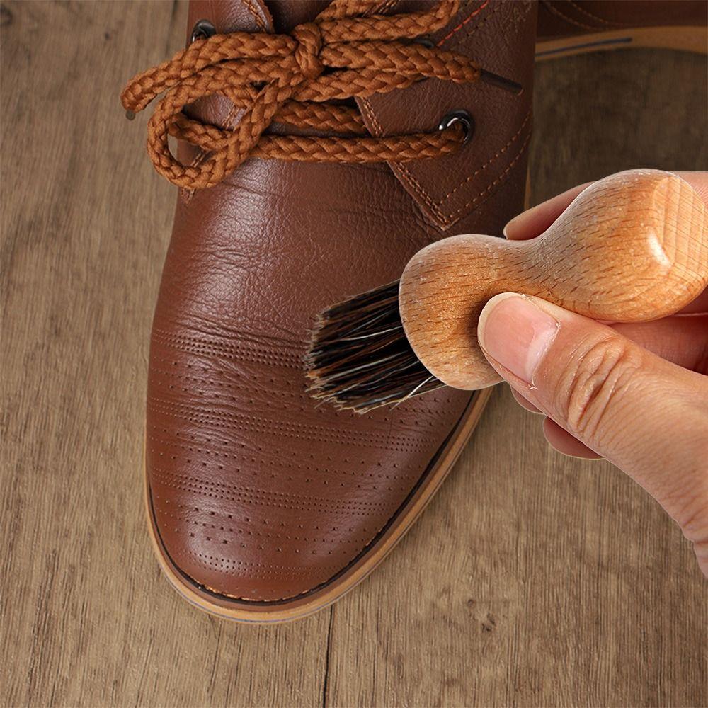 Wooden Handle Horsehair Shoe Care Brush Multifunction Eco Friendly Kitchen Cleaning Brush Dust Removal Durable Dish Brush