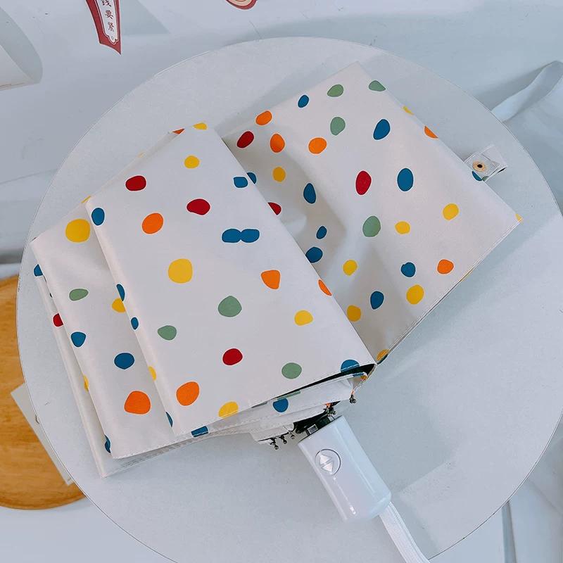 Ocean Ball Colorful Polka Dot Sun Protection Dual-Use Umbrella, Sunshade Umbrella, Black Coating Umbrella, Sun Umbrella, Foldable