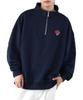 IMPROMES SIDEWAY STANCE Men's Half-Zip Fleece Sweatshirt with Embroidered One-Point Design, 70220, Navy