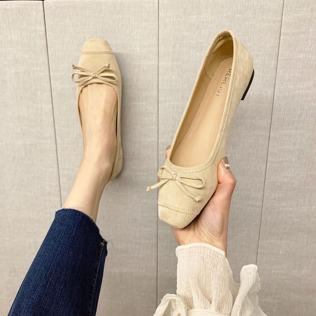 Mode Übergröße 34-43 Damen Schuhe Runde Zehenpartie Weiche Faltbare Ballerinas Damen Schleife Slipper Nubukleder Mokassin Femmes Roll-Up Ballerinas