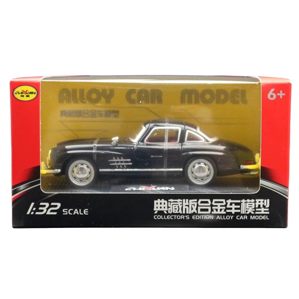 1/32 Mercedes-Benz 300SL Toy Car Model Diecast Metal Vehicle Vintage Miniature Pull Back Collection Gift for Children Kid Boys