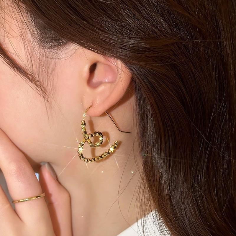 Irregular with Gold Color Heart-shaped Earrings Unusual Jewelry Sets for Women's Fashion Accessories
