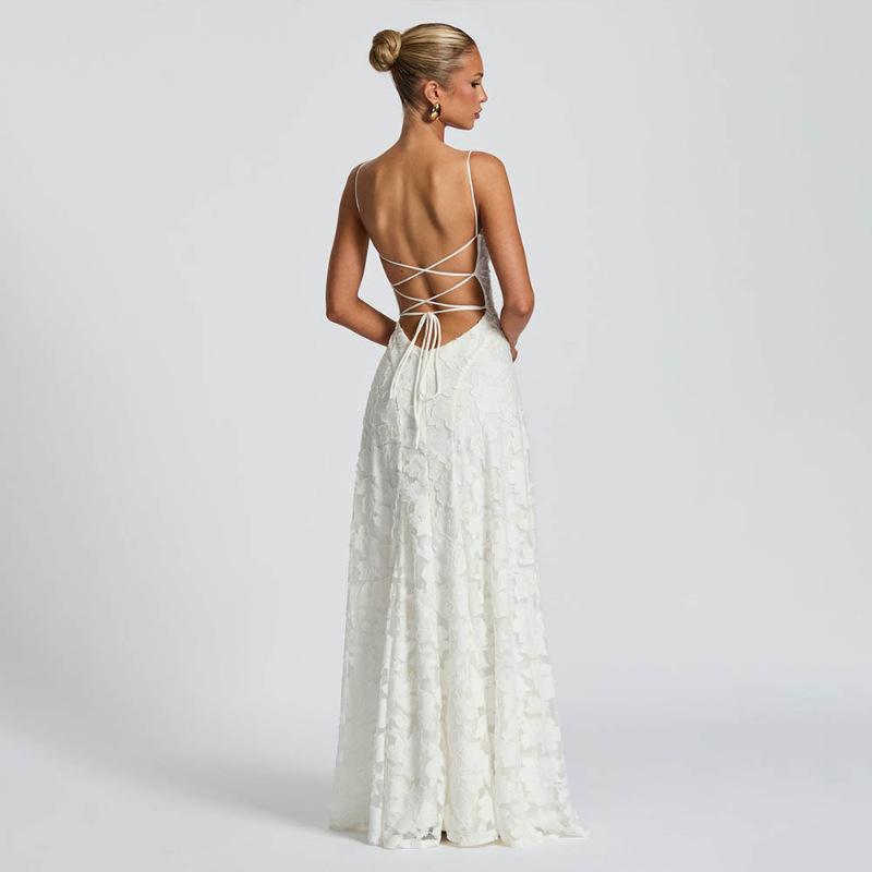 Spring new banquet evening dress long dress temperament elegant suspender backless dress women