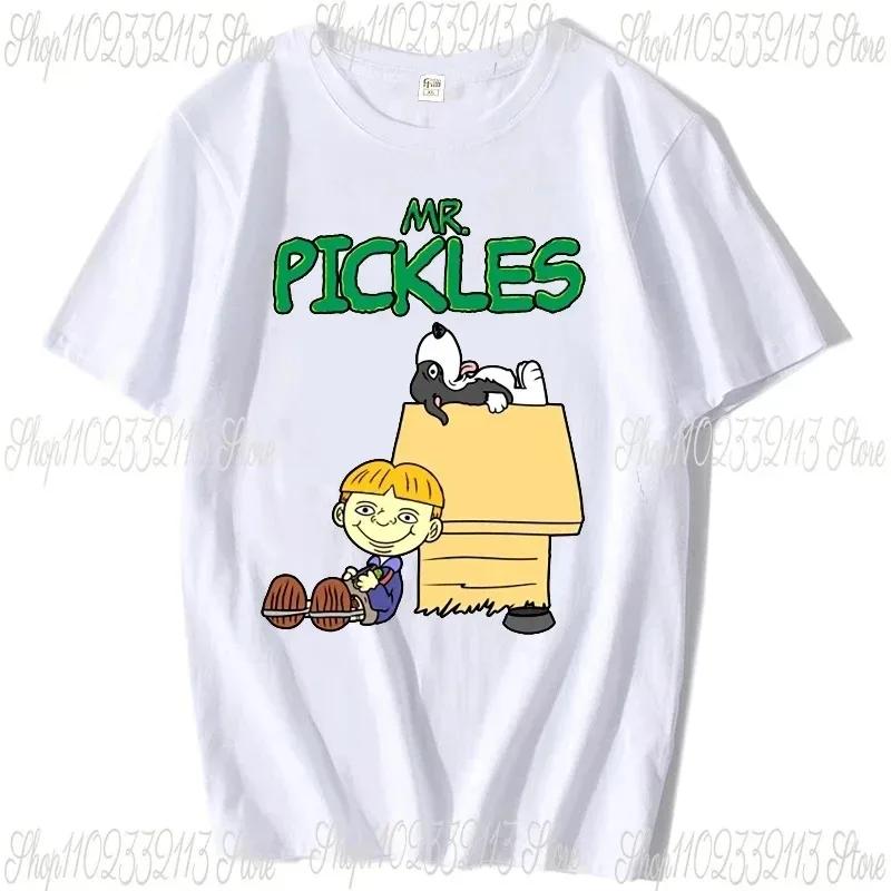 2024 Cartoon Mr Pickles T Shirt Men Soft Collie Dog T-shirt O-neck Short Sleeved Funny Tv Adult Adultswim Mature Dog Evil Satan
