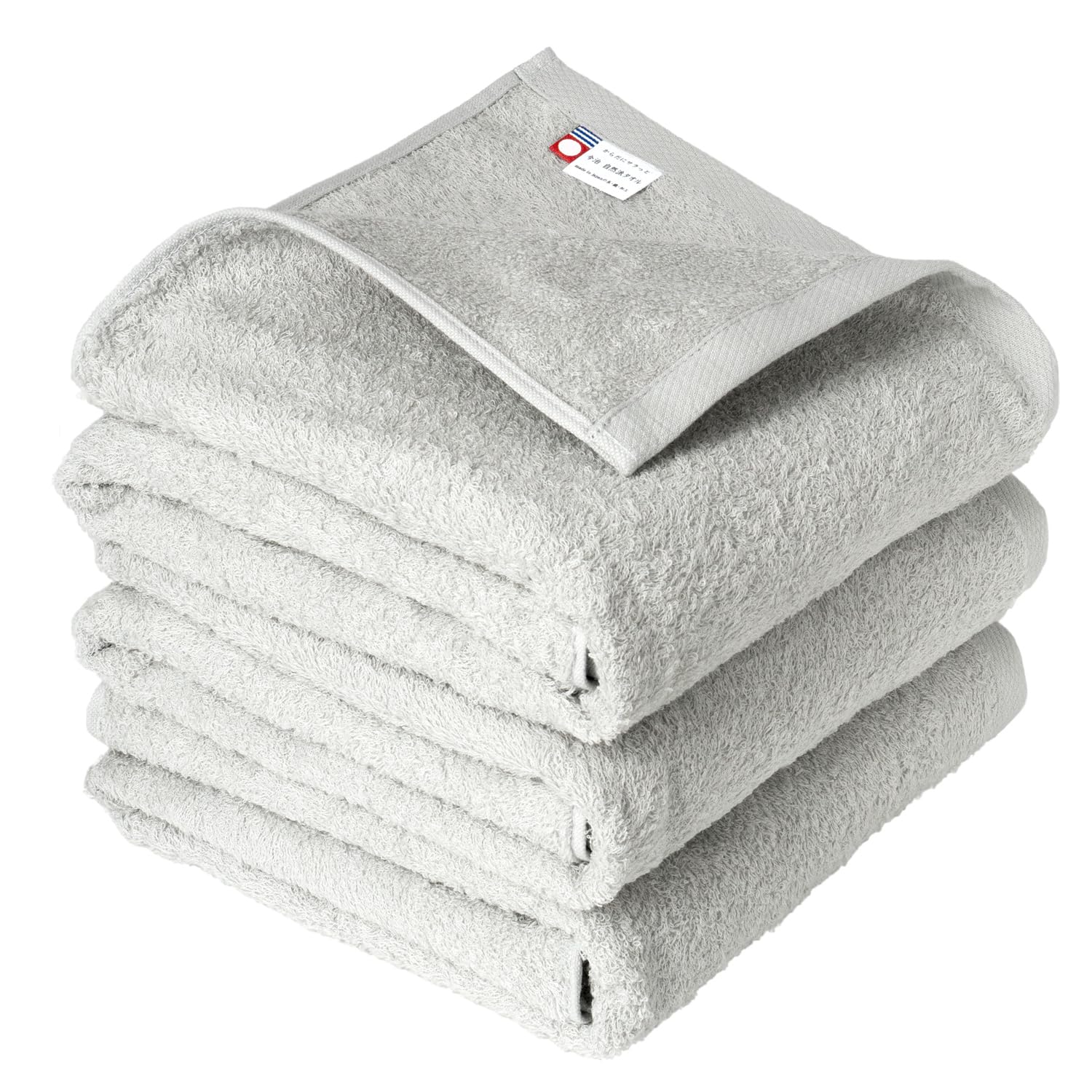 

oruTa Imabari Bath Set of Made in Bath Gray Towels, 3, Thin, Quick-Drying, Compact, Japan, Natural, Gym, Towels, 65x120cm, 100% Cotton,