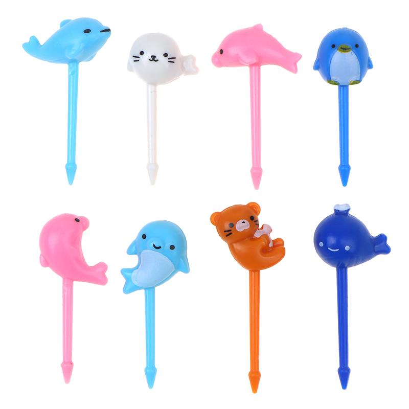 4/6/8Pcs Kids Fruit Picks Needle Stick Toothpicks Mini Creative Fruit Cake Dessert Food Forks Lunch Box Decor Bento Accessories