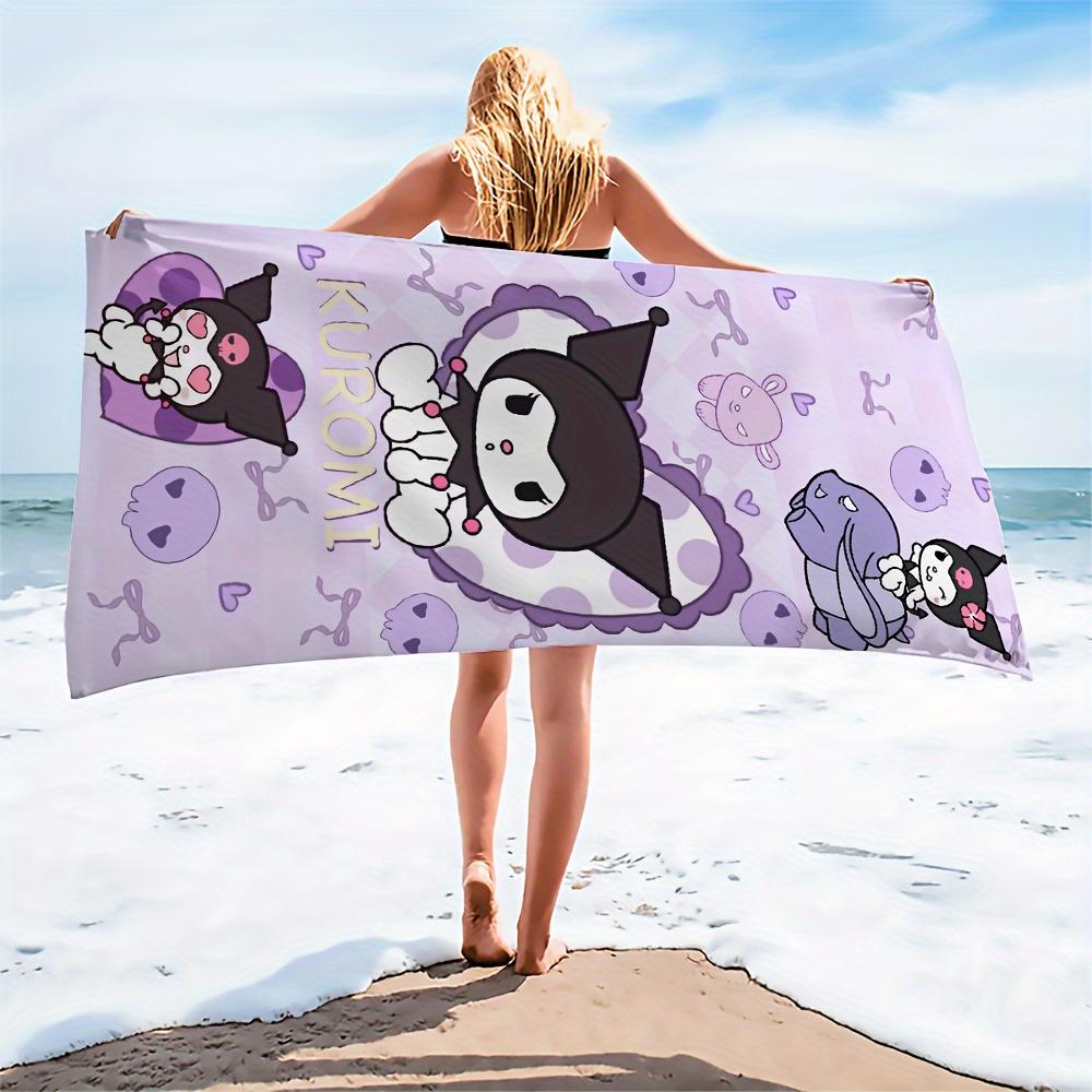 1 Sanrio Kuromi Cartoon Towel Quick-drying Beach Towel Everyday Towel Absorbent Bath Towel Digital Print Beach Towel