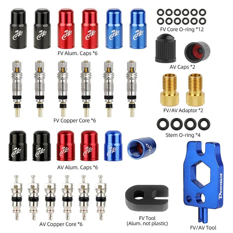 Brass Presta Valve Core Set W/ Aluminum Remover N Rubber O-ring Optional MTB Road Bike Tubeless Tire Replacements Parts
