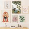 Cute Cat Print Poster Simple Cat Lines Love Sunflower Cat Wrestling Cat Cat Lover Gift Home Bedroom Living Room Office Decor