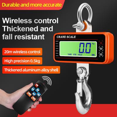 Digital Crane Scale 1500kg/1T/500kg LCD Industrial Heavy Duty Scales Hanging Hook Alloy Shell Weight Blance 65ft Remote Control