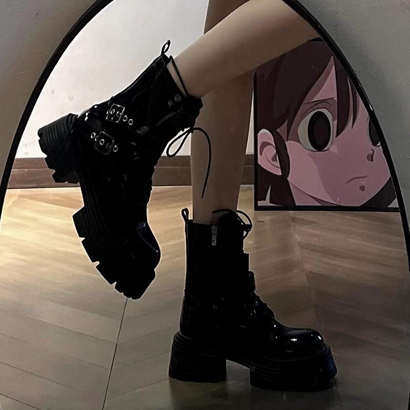 Small super high heel short boots women's autumn 2025 new thick-soled heightening elastic boots Skinny knight boots Martin boots