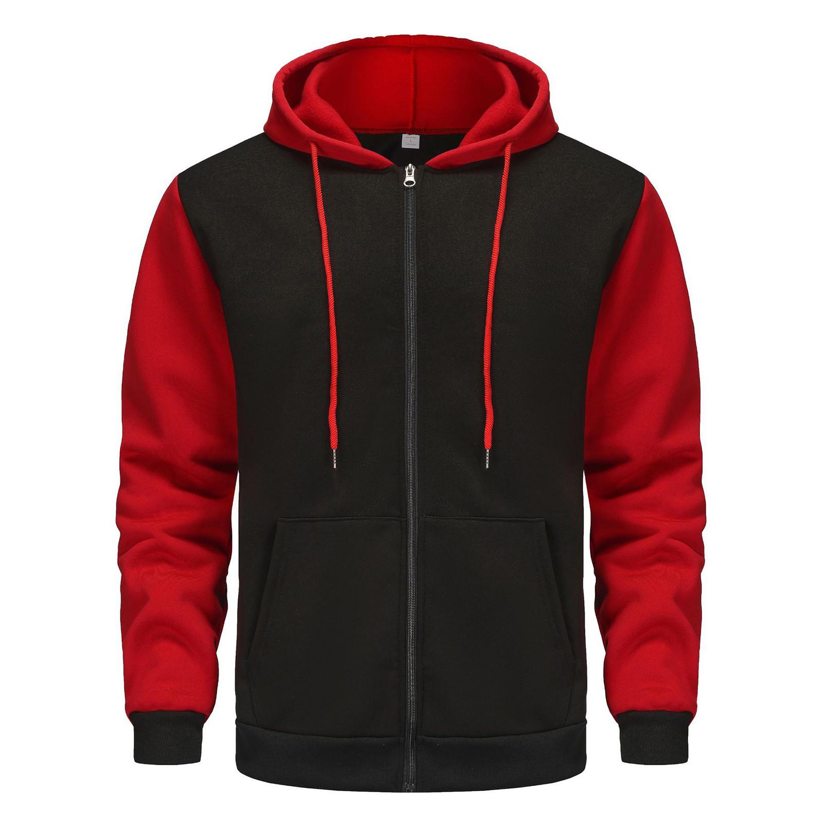 

Мужская повседневная толстовка с капюшоном и завязками на талии с цветными блоками XXL красный