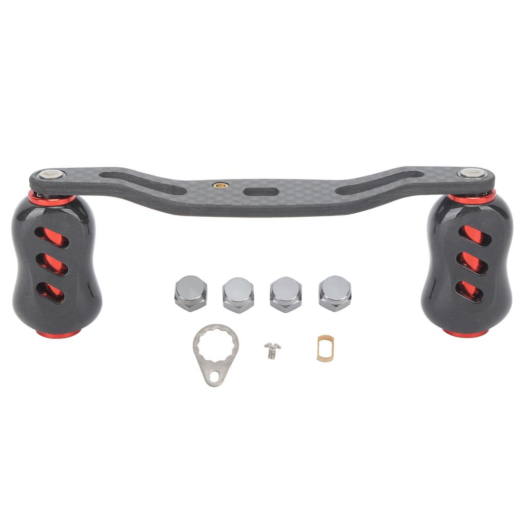Fishing Reel Handle Carbon Fiber Double Handle Baitcasting Reel Rocker Arm 95mm Replacement for D S A Red