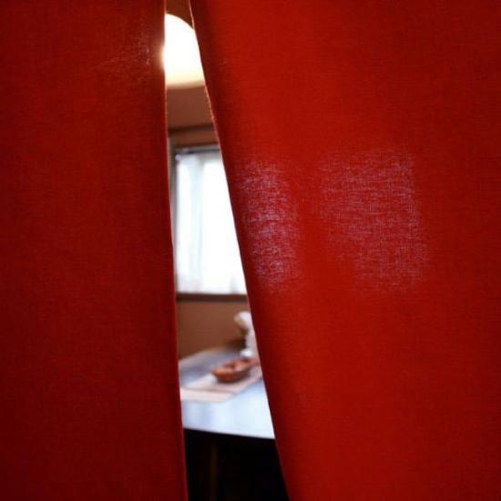Sunny Day Fabric Width 85cm x Length Cotton Linen Japanese Style Curtain, Red, Approx. 170cm, Plain,