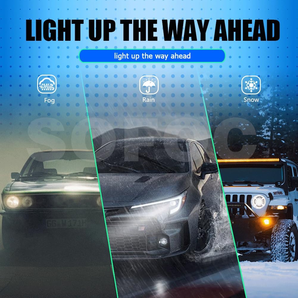 SOFOC Ultra Bright H1 Car Fog Lights Headlights High/Low Beam Lamps, 24V 100W, Yellow, 3000K, Set of 2