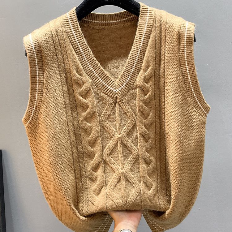 Women's Vest Knitted Tank Top for Spring and Autumn Wear New Women's Sweater Winter V-neck Loose