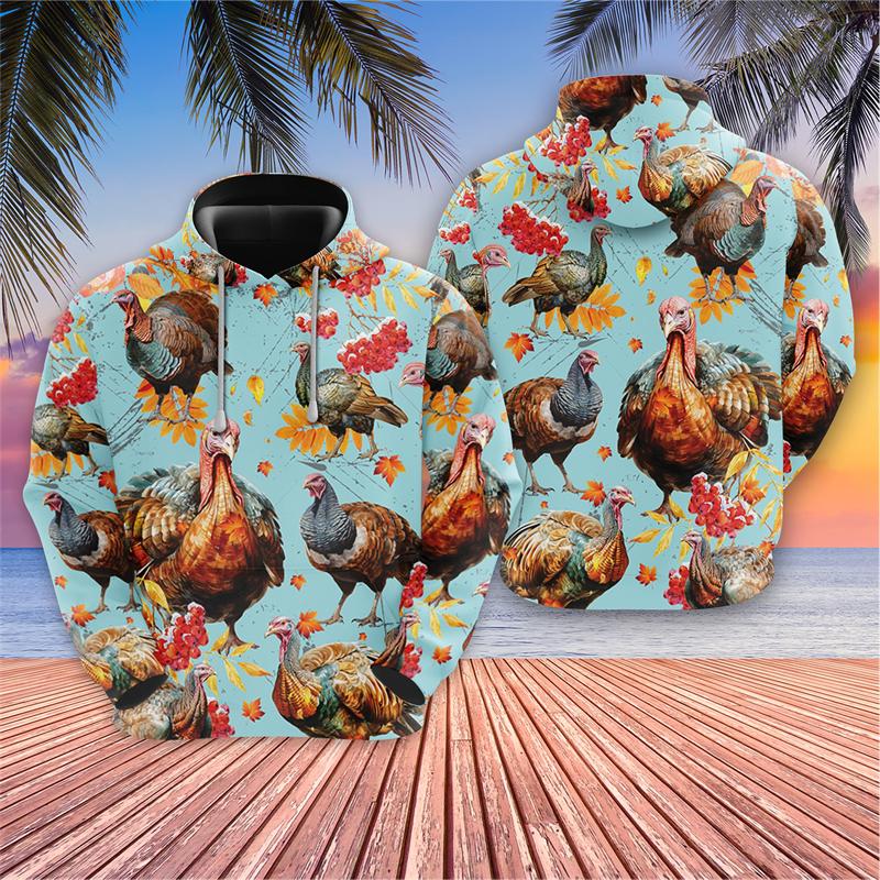 3D Happy Thanksgiving Printed Pullovers Turkey Lover Hoodies For Men Clothes Casual Farm Pumpkin Graphic Sweatshirts Boy Gifts