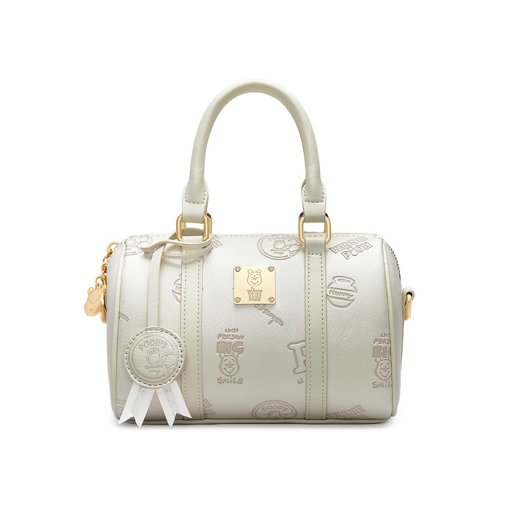 New Disney Winnie The Pooh Series Synthetic Leather Boston Bag Crossbody Bag One Shoulder Handbag Women's Pink/Ecru DHF51726-C1