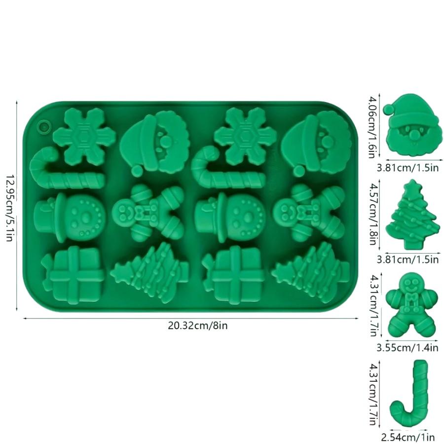 1Christmas Tree Chocolate Mold Gingerbread Man Santa Claus Cane Cookie Mold Home Baking Ice Tray Mold