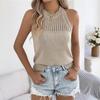 Top da Donna Slim Fit Monocolore Blusa Estiva Girocollo Senza Maniche Design Intrecciato Morbido Elastico Top in Maglia Abbigliamento Casual
