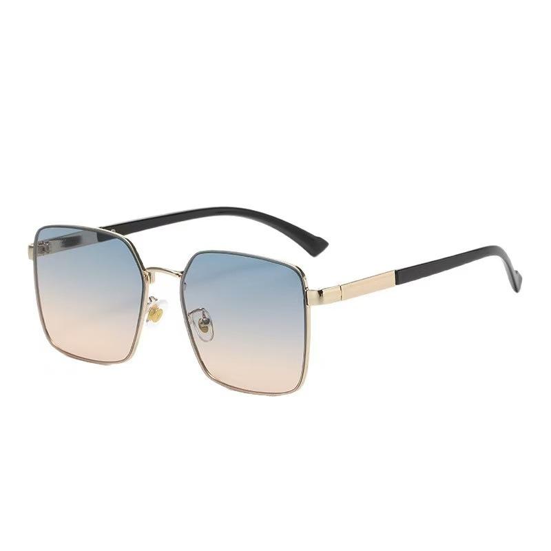 Retro Square Framed Metal Sunglasses Versatile Outdoor Fishing Sun Protection Glasses Beach Travel Driving Riding UV Resistant