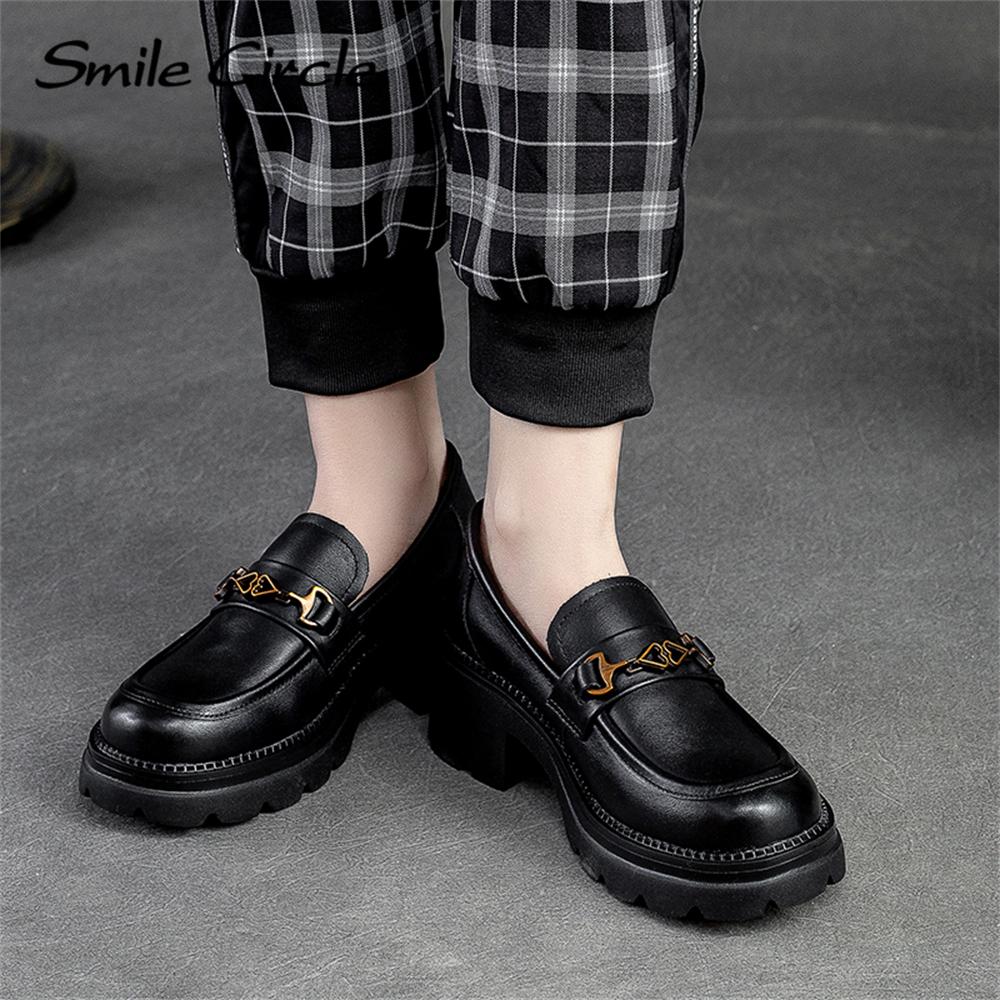 Chunky Heel Low-top Loafers Handmade Retro Casual Shoes Fashion Versatile Thick Bottom Women's Shoes
