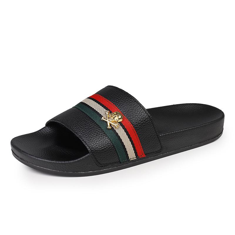 Men Women Slippers Shoes Fashion Leather Summer Footwear Women's Flip Flops Men Flat Woman Sandals Mules Shoes for Men