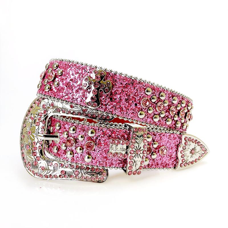 Punk Rock Rhinestone Western Belts Fashion Luxury Studded Belts Strap Diamond Bling Belts Cowgirl Cowboy Belt for Goth Jeans