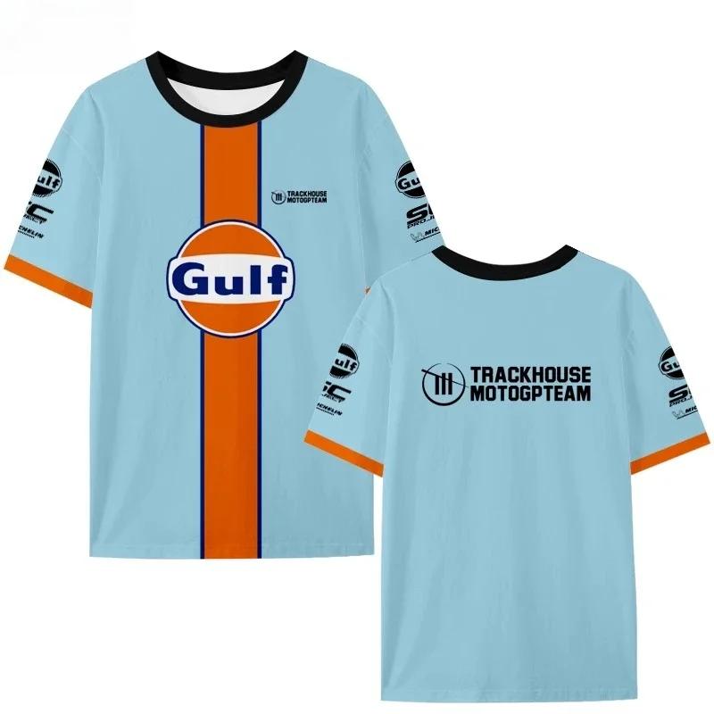 2025 Новый гоночный комбинезон команды Trackhouse Racing Gulf Oil для мотоциклов, быстросохнущая футболка с коротким рукавом, мужская 3D-печать M