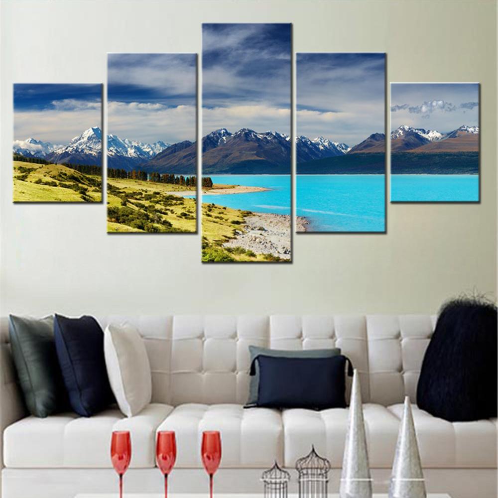

5 Pieces Canvas Wall Arts Poster Painting New Zealand Nuture Wallpaper HD Modular Home Decor Picture Print Living Room Mural No Frame 20x35cm*2 20x45cm*2 20x55cm*1 No Frame