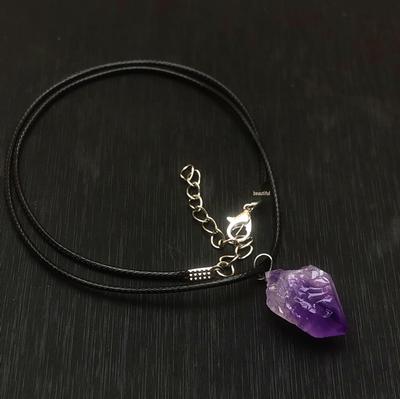 Natural Amethyst Pendant Necklace: Dreamy Lavender Purple Raw Stone Jewelry Gift for Women