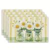 Spring Daisy Floral Placemats 4pc S Set Mats Rectangular Table Mats for Dining Kitchen Table Mats Suitable for Home Kitchen