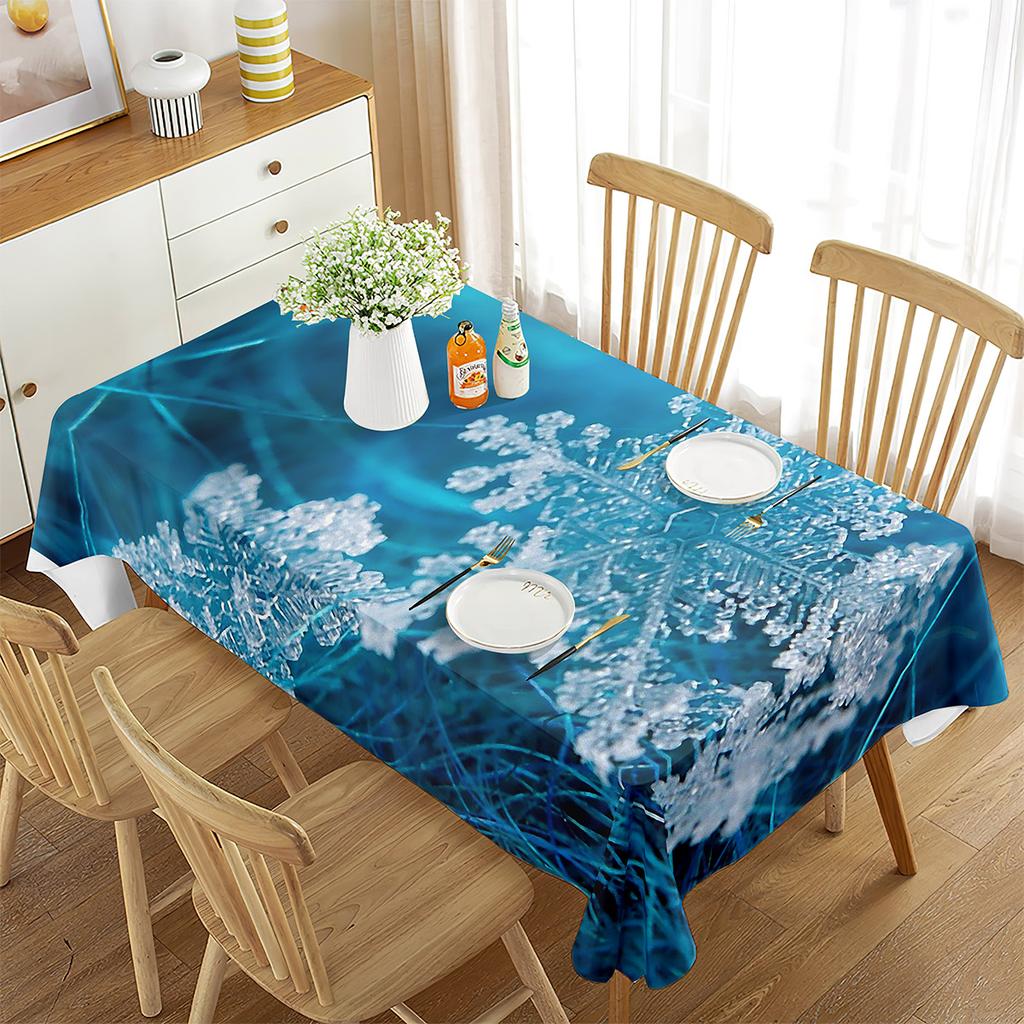 Comforter Snowflakes Tablecloth Rectangular Sparkling Home Decor White Snowflakes Tablecloth For Home Tea Table Dining Room Wedding Decor