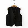 Plus Size Women V Neck Sleeveless Blazer Vest Casual Commuter Slimming Waistcoat