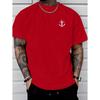 Men's Summer Cotton Fashionable Sports Dragon and Boat Anchor Pattern Printed Round Neck Short Sleeved T-shirt