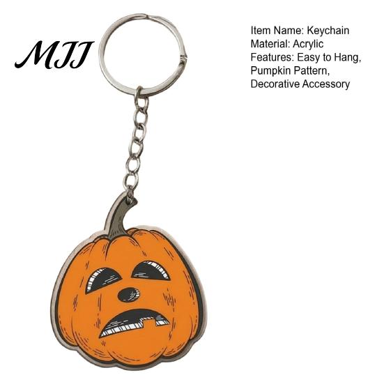 Halloween Party Favors Creepy Pumpkin Acrylic Keychain, Double-sided Head Key Ring Double Sided Holder for Backpacks, Decorative Car Chain Holiday
