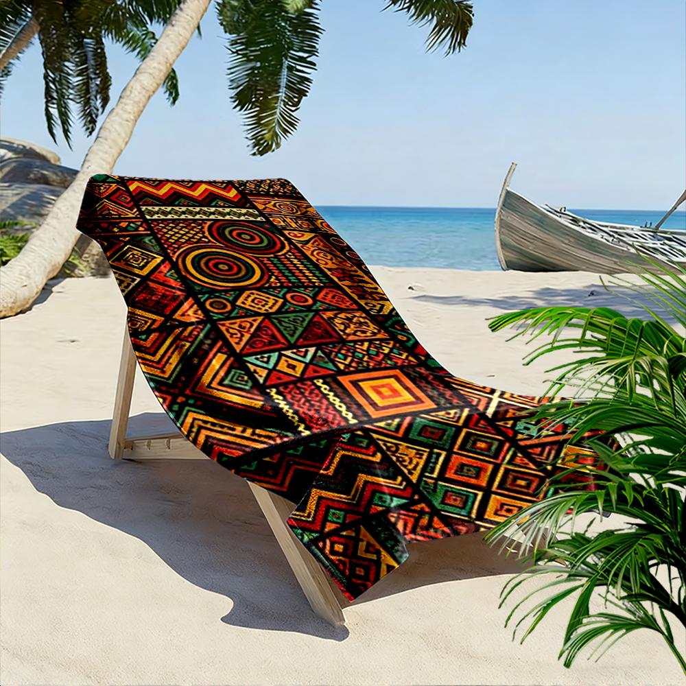 Colorful Geometric Tribal Art Pattern Beach Towel Quick-drying for Travel Outdoor Sports Jogging Beach and Swimming