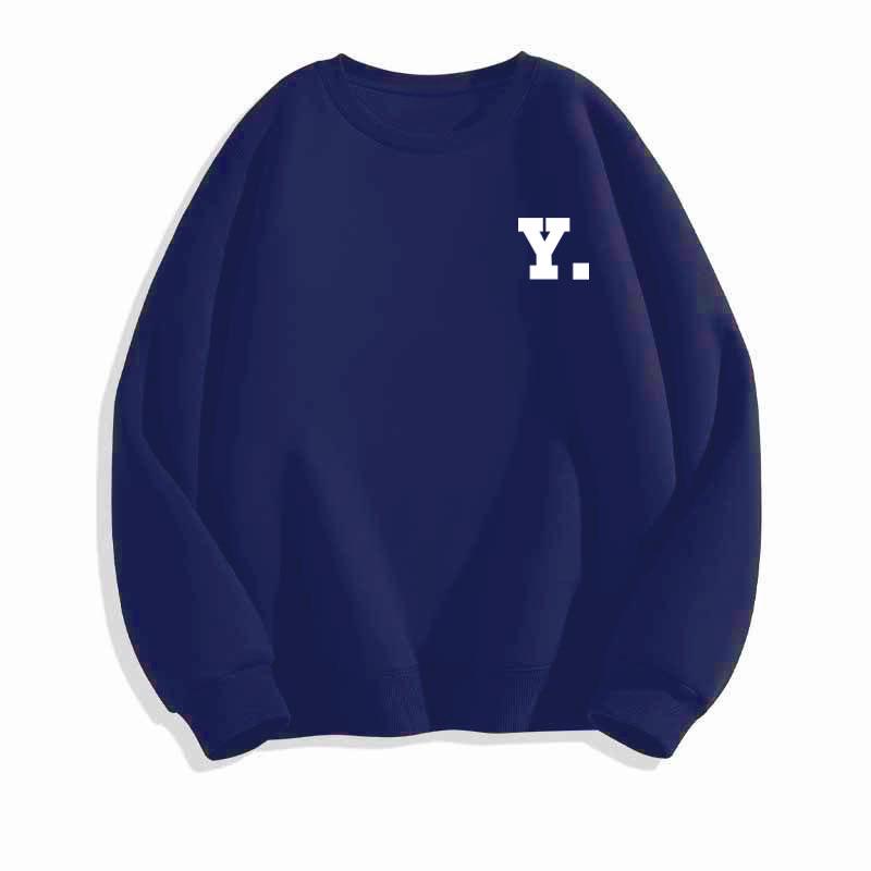 

2024 Ретро Минималистичный Свитшот с Флисовой Подкладкой - Тяжелый 450Г, Осенне-Зимний Стильный Свободный Нишевый Американский Стиль XL