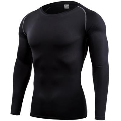 Muxuryee Compression Long Sleeve Sports Size 323 Large Men's Shirt, Undershirt, Sweat-Wicking, Quick-Drying, Black,