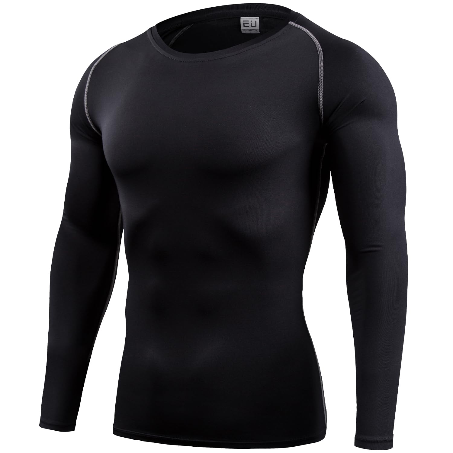 

Muxuryee Compression Long Sleeve Sports Size 323 Large Men s Shirt, Undershirt, Sweat-Wicking, Quick-Drying, Black,