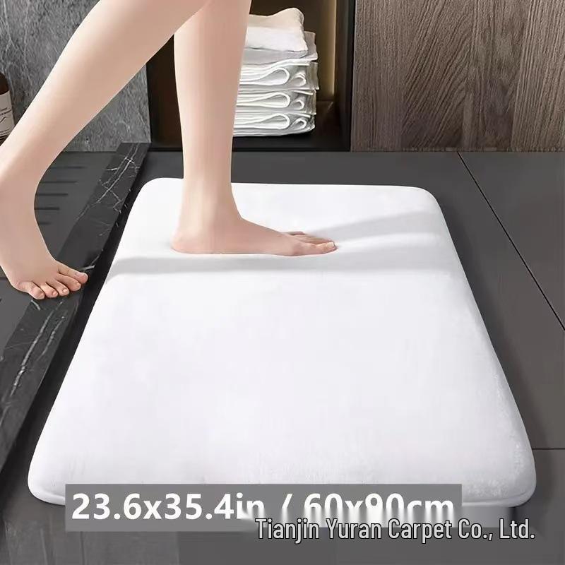 Solid Color Coral Fleece Non-slip Bath Mat – Strong Water Absorption, Dirt-resistant, Easy to Clean