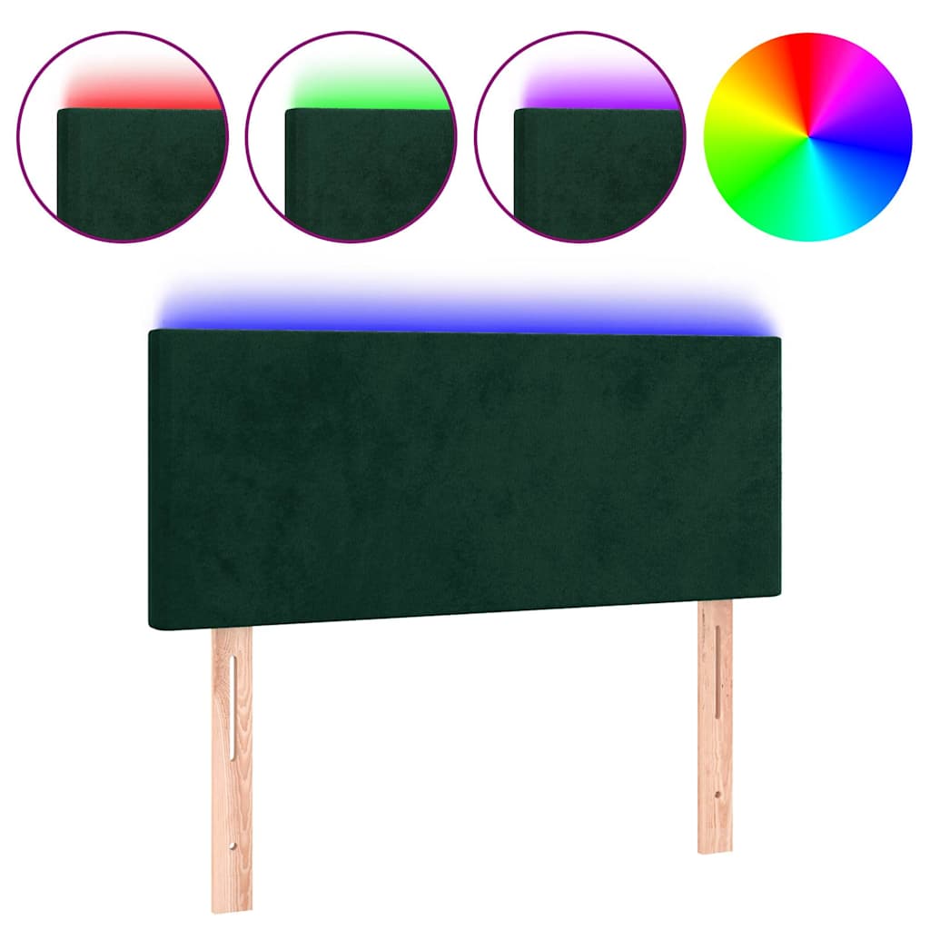 Vidaxl Zagłówek Do Łóżka Z Led, Ciemnozielony, 100X5X78/88 Cm, Aksamit