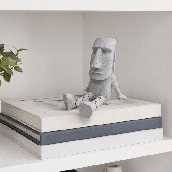 3D Printed Moai Statue Action Figure, Movable Joints Articulated Easter Island Rock Sculpture, Mini Desk Toy Ornament for Office Home Decor