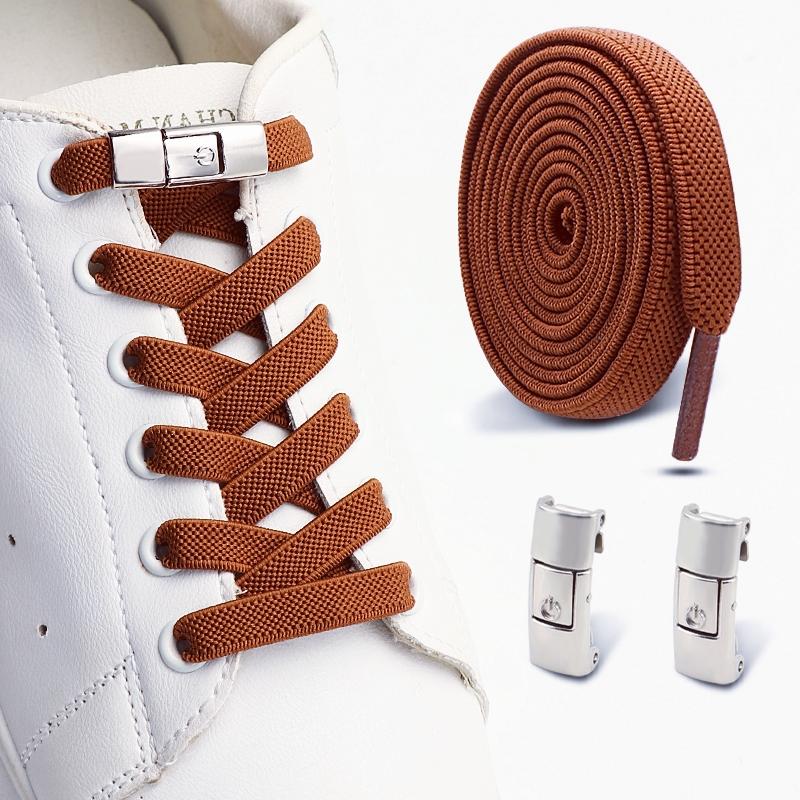 Flat Elastic Shoelace for Sneakers Sport Tieless Shoe Laces Press Lock No Tie Shoelaces One Size Fit All Adult Kids 1Pair/2Pair