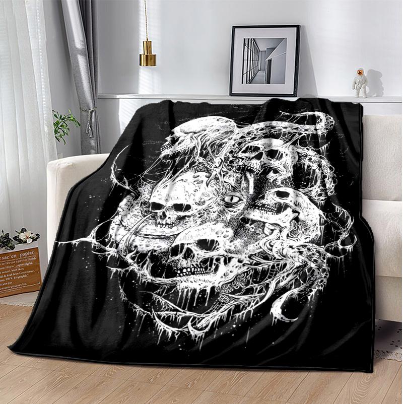 Gotische Totenkopf Flanelldecke Weich Warm Ganzjahresdecke, Design für Camping, Autoreisen, Wandern Sofa, Bett, Büro Perfektes Geschenk für Partys