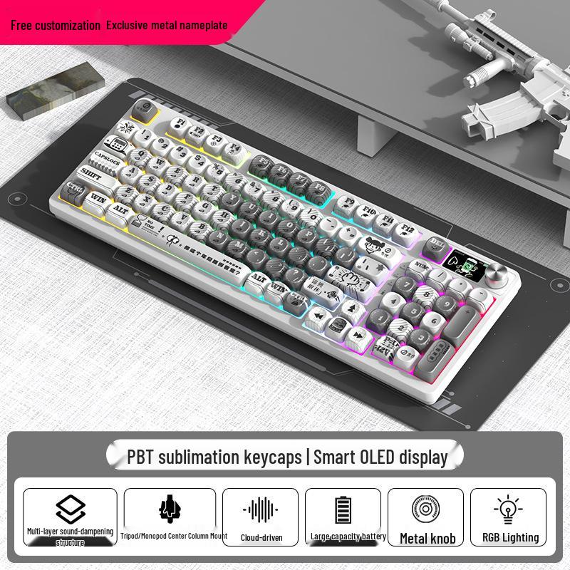 98-Key RGB Wireless Bluetooth Triple-Mode Mechanical Keyboard - Gaming, Esports & Office Customization Screen