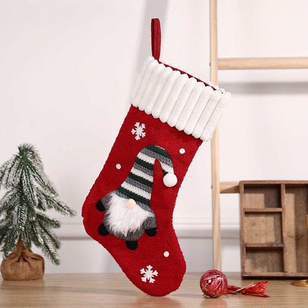 Bag Pocket Hanging Christmas Gift Santa Claus Sock Christmas Stocking Gift Bag Christmas Tree Decor