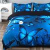 Fashion Blue Butterfly Print Duvet Cover Set - Soft, Comfortable, and Breathable Bedding Set for Bedroom and Guest Room