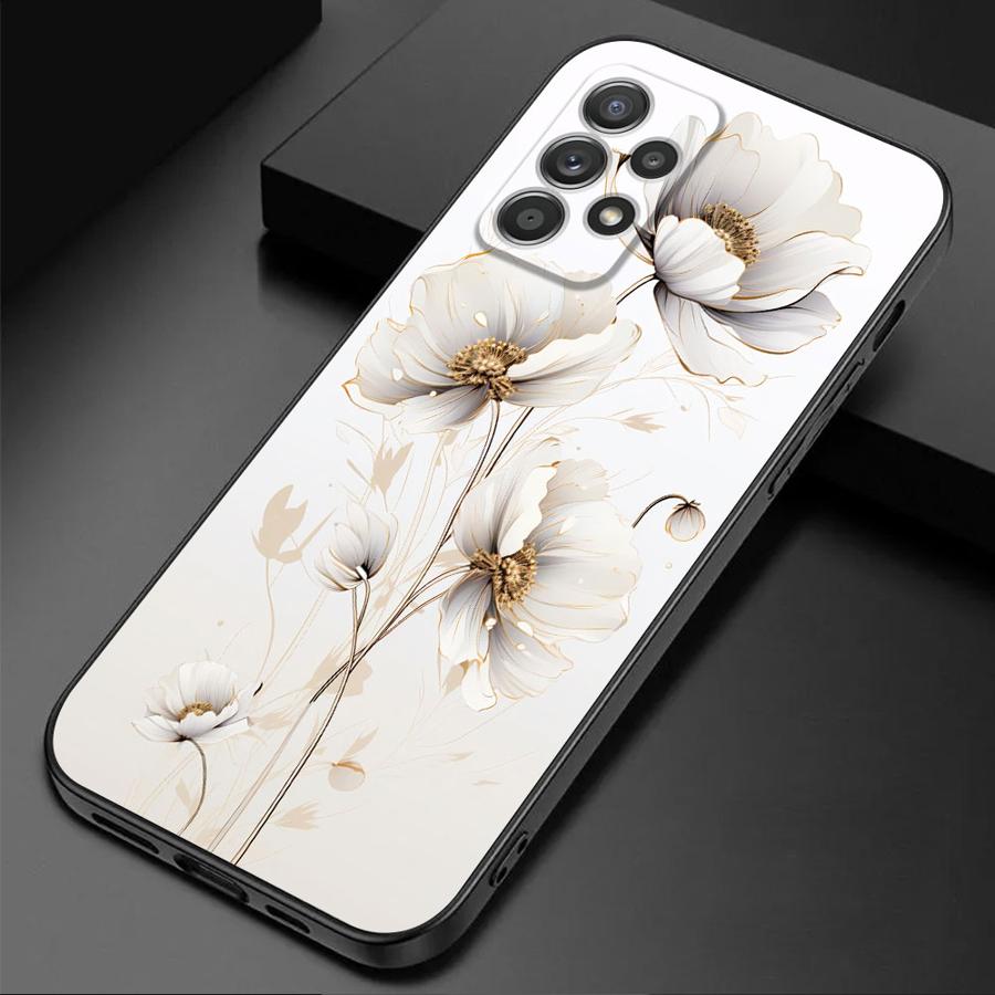 Marble Phone Case for Samsung Galaxy A71 A50 A21s A54 A41 A52s A51 A31 A53 A73 A55 A70 A16 A72 Black Cover