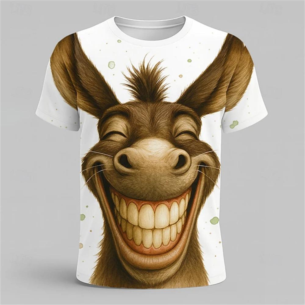 Camiseta Estampada 3D Animal Gorila Macaco Manga Curta Oversized Top Camiseta Feminina